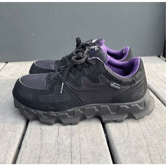 Timberland PRO Shoes Womens Size 7 W Black Purple Powertrain Alloy Toe - Picture 4 of 9